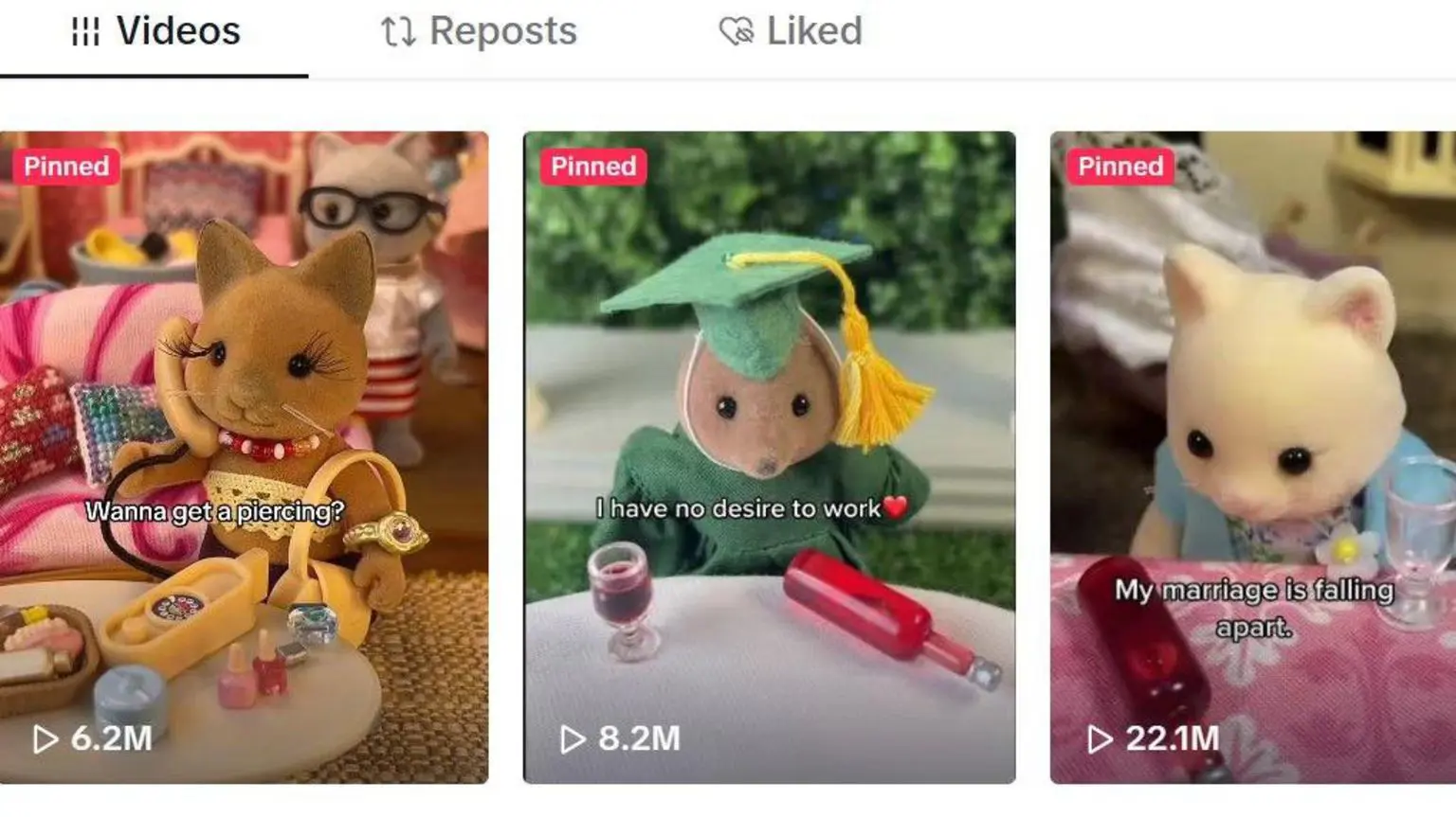 Відео в обліковому записі Sylvanian Drama мають мільйони лайків