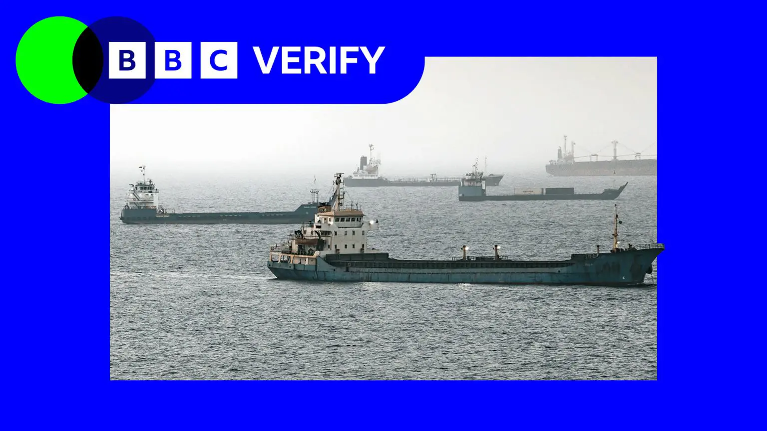 Зображення п'яти кораблів із брендингом BBC Verify